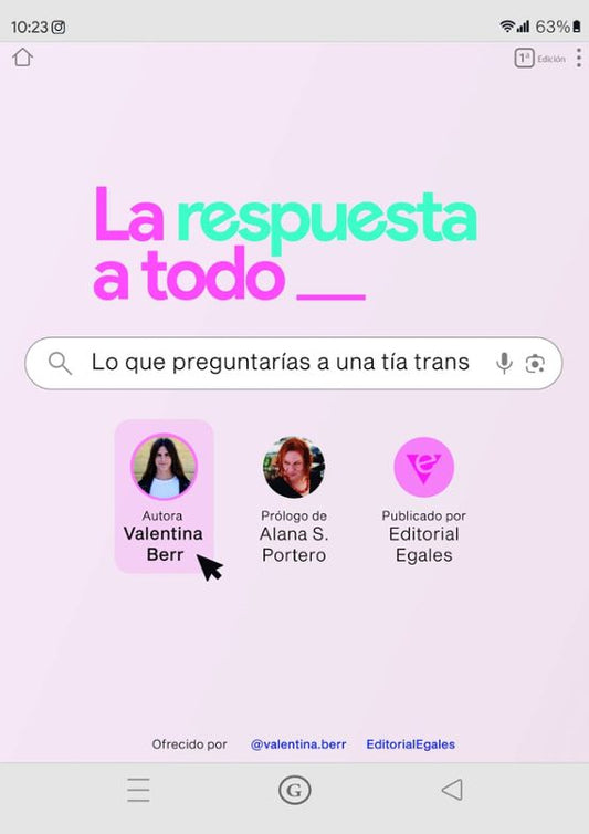 LA RESPUESTA A TODO LO QUE LE PREGUNTARÍAS A UNA TÍA TRANS, Valentina Berr